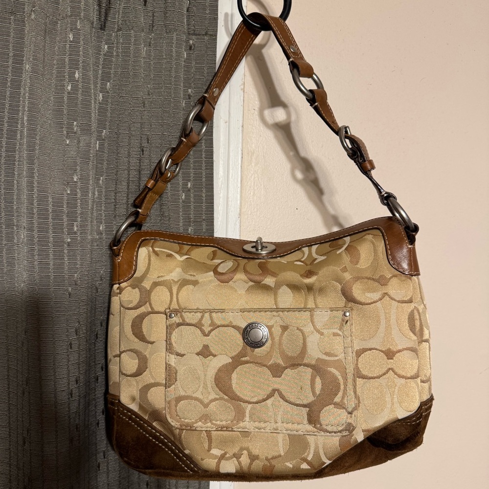 Coach Vintage Signature Chelsea Optic Shoulder Bag - Brown Y2K